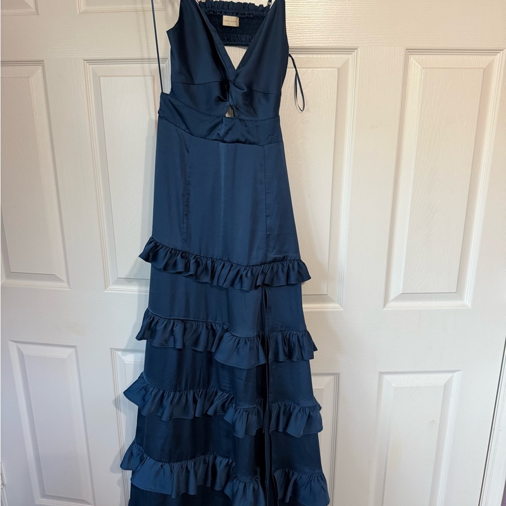 Altar'd State Navy Ruffle Maxi Dress